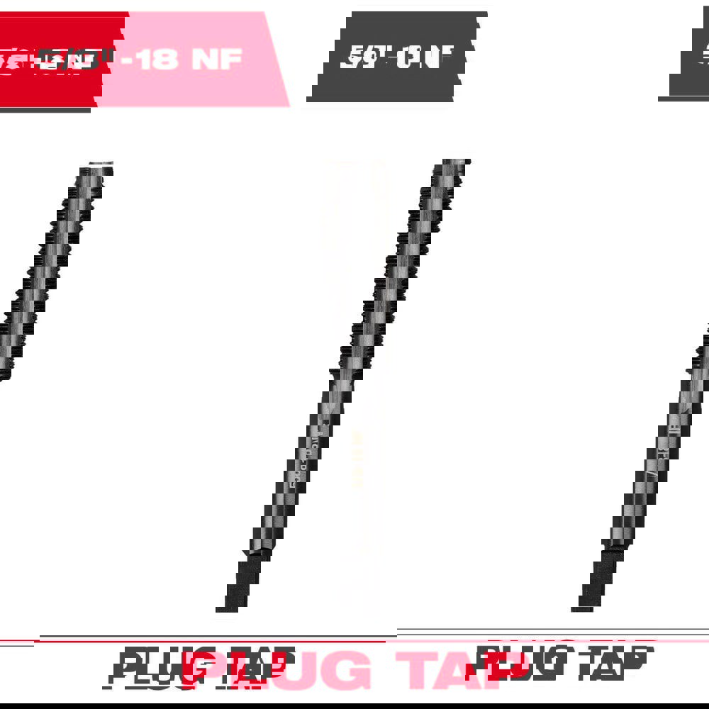 Straight Flute Taps; Tap Type: Straight Flute ; Thread Size (Inch): 5/8-18 ; Overall Length (Decimal Inch): 3.7500 ; Thread Standard: UNF ; Chamfer: Plug ; Material: High-Carbon Steel